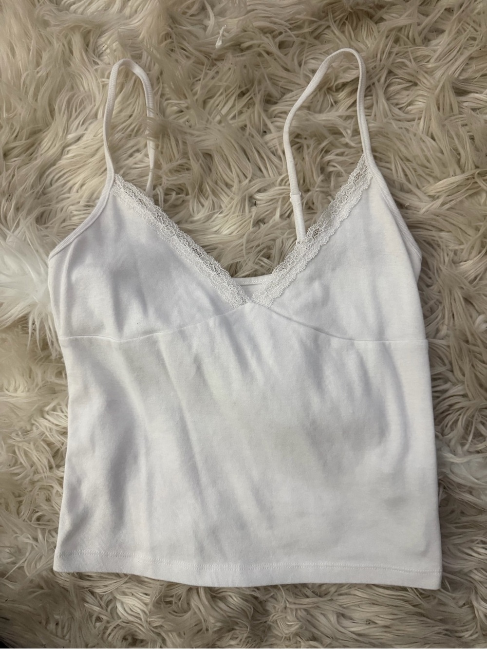No Boundaries White Lace-Trim Spaghetti Strap Cami